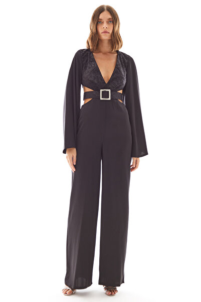 adL Night Zoom Pencere Detaylı Kemerli Tulum