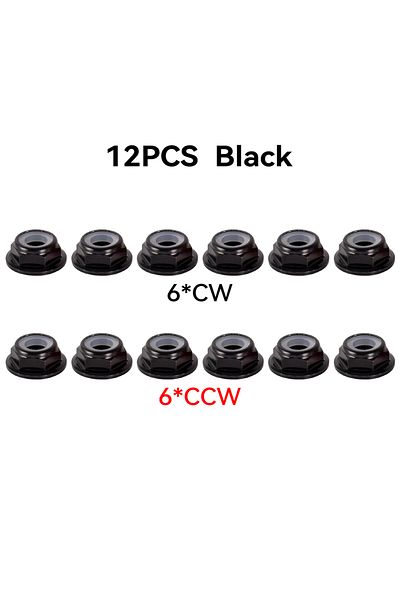 Choice Black(6CW 6CCW) 12pcs M5 Motor Screw Nuts Aluminum Alloy Cw Ccw Flange Nylon Insert Self-locking Loc