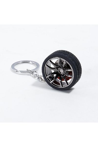 Choice Gray Car Wheel Hub Rubber Keychain Nos/turbo Keychain Key Ring Metal With Aluminum Brake Discs Keyfo