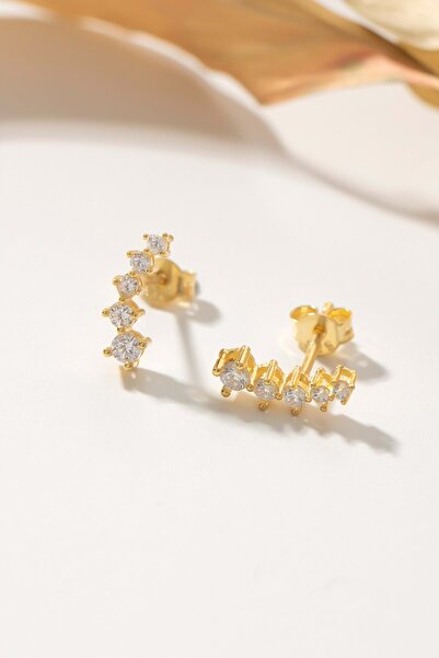 Else Silver 925 Ayar Zarif Zirkon Taşlı Çivili Gümüş Küpe