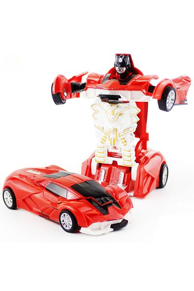 Choice Red One-key Automatic Transform Robot Car Model Toy For Boys Children Plastic Funny Action Figures D