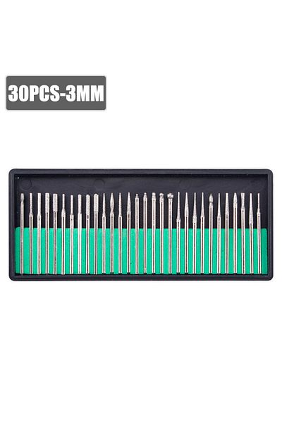 Choice 30pcs Shank Diamond Burs Set With Box For Dremel Electric Grinder Power Accessories Abrasive Dril...