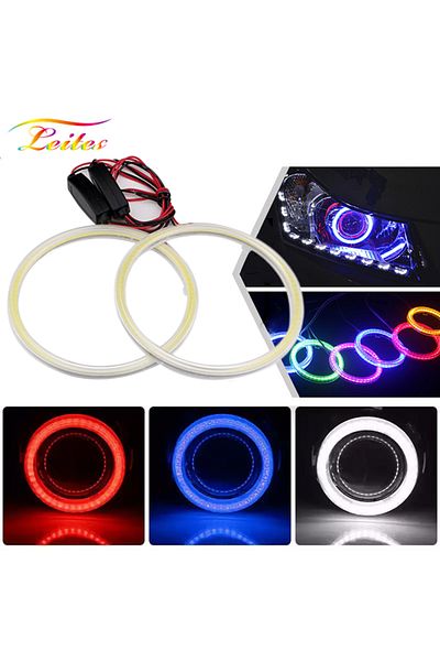 Choice 2x Super Bright Halo Rings COB LED Angel Eyes Headlight 60mm 70mm 80mm 90mm 100mm 110mm 120mm Car...
