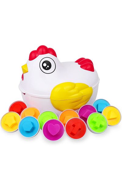 Choice 12pcs Eggs Chicken 12 Matching Eggs Montessori Sensory Baby Toys Easter Eggs Chicken Colors Shapes S
