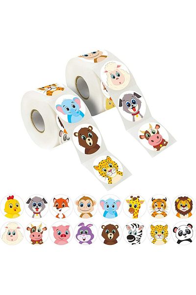 Choice 500Pcs/Roll Cartoon Animal Reward Stickers 2.5cm/1.0in Diy Decor Perfect For Learning Games Noteb...