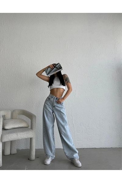 jsshop collection NOVÁ SEZÓNA BAGGY HIGH-BAL KALHOTY (DETAIL PŘEZKY NA NASTAVITELNÉM PASU)