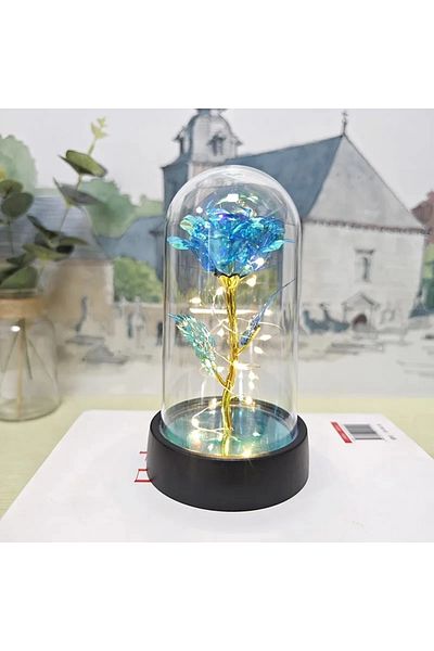 Choice Blue Warm Light Rose Light Beautiful Realistic Looking Night Light Rose Eternal Flower Party Supplie
