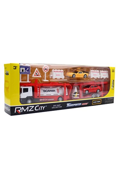 Choice مجموعة ألعاب سيارات حمراء بمقياس 1/64 للأطفال من RMZ City، شاحنة نقل س...