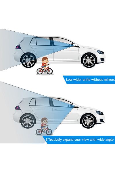 EAFC 2pcs Car Arc Wide-angle Rearview Mirror Clear Slim Blind Spot Reversing Glass Convex Rear View Mi...