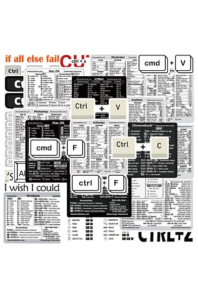 Choice 30pcs 30pcs Shortcut Key Tips Waterproof Computer Sticker Diy Keyboard Ipad Laptop And Desktop Stude