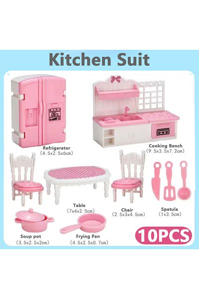 MSFTOYS 10pcs-kitchen P 24pcs Style Brown Miniature Dollhousefurniture Accessory Kids Toy Cute Kawaii Pink K