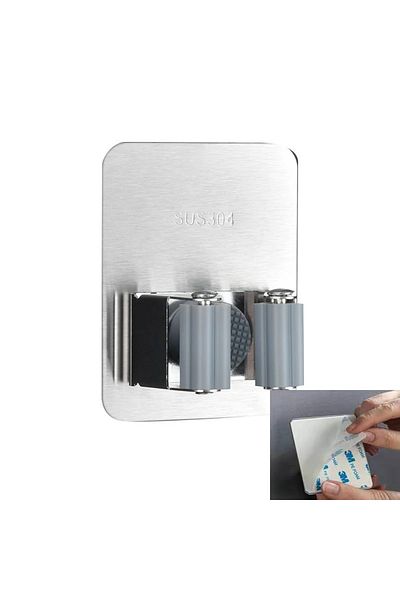 Choice Silver Holder Home Storage Rack Bathroom Suction Hanging Pipe Traceless Hooks Wall Mounted Mop Organ