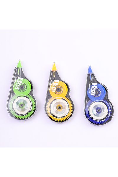 Choice Tape 90319 3pcs Correction Tape, White Mistake Out, Film-based Tape, Transparent Dispenser 1/5 Inch