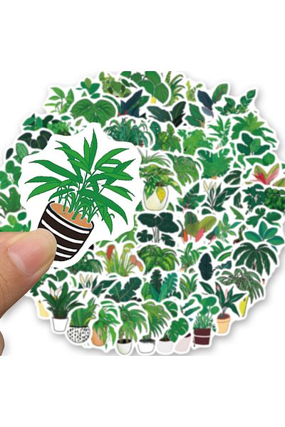 Choice 89pcs 89pcs Cute Plants Green Aesthetic Stickers Kids Toy Diy Decoration For Fridge Notebook Bike Ph
