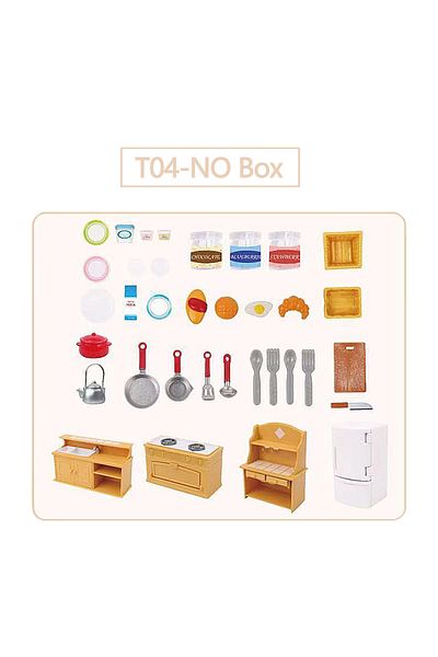 MSFTOYS T04 Dollhouse Miniature Accessories 1/12 Forest Family Home Furniture Collection Set Kitchen Cooking