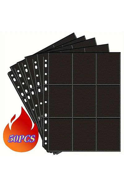 Choice 50 Pcs 50 Pc 9 Pocket Page Protector, Trading Card Sleeves Pages Baseball Pages For 11 Ring Binder,