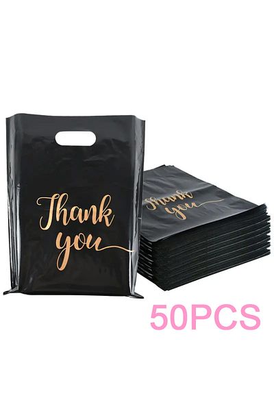 Choice 20x30cm 50pcs 50/100pcs Gift Bag Black Medium-thick Gift Bag Packaging Bag Flat Mouth Bag Hand-held