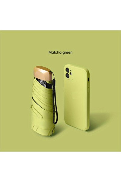 Choice مظلة شمسية صغيرة خارجية خفيفة الوزن قابلة للطي بخمسة طيات، لونها أخضر ماتشا، تحمي من الأشعة فوق البنفسجية