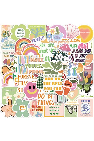 Choice 50pcs 50pcs Preppy Aesthetic Stickers Danish Pastel Aesthetic Graffiti Stickers Luggage Skateboard L