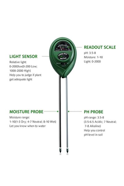 Choice 3 in 1 Moisture Sunlight Ph Meter Soil Water Acidity Humidity Light Ph Test Garden Plants Flowers...
