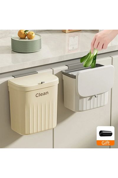 Choice 8.5/12L Hanging Trash Can - Kitchen Cabinet Door Wall Mounted Recycling Garbage Basket With Lid