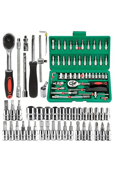 NIUXIANG 46pc 46pc Drive Socket Set 1/4 Inch Ratchet Wrench Set With Sockets Metric Hex Bit Socket Set Mechan