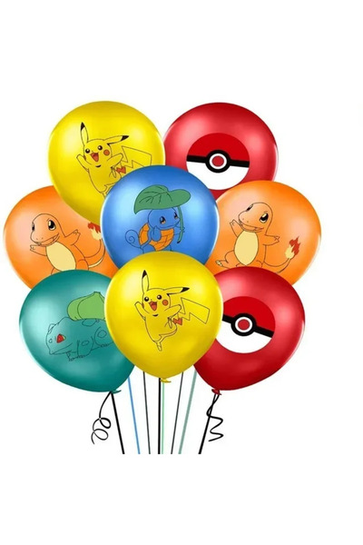 Choice مجموعة من 10 قطع من بالونات اللاتكس على شكل بوكيمون بيكاتشو الكرتونية، بيكاتشو سكويرتل تشارمندر، نموذج بالونات ألعاب