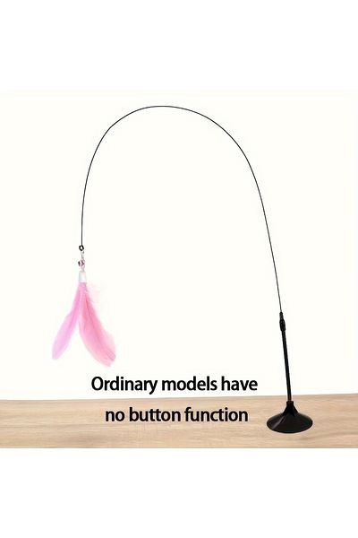 Choice Pink Normal Bite-resistant Cat Teaser Stick With Bell, Feather, And Long Rod - Fun And Interactive C