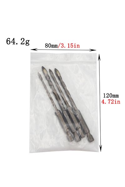 Choice 4pc 3-6mm Set 4pc Hexagonal Handle Cross Glass Drill Bit Ceramic Tile Drill Baking Yellow Spiral Cer