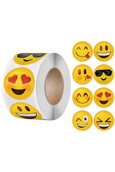 Choice 500Pcs/Roll Cartoon Funny Smile Face Expression Reward Stickers 8 Designs 2.5cm/1.0in Round For P...