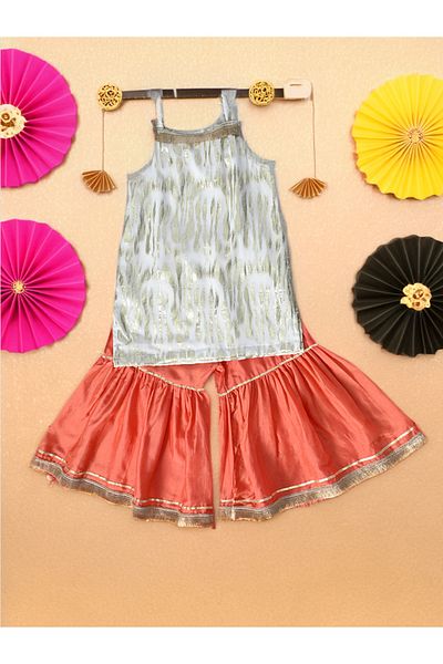 Bella Moda By Styli Strappy Shiny Top & Tiered Sharara Co-Ords Set