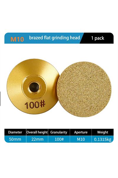 GhPcd 1pcs M10-100 Grit M10 Diamond Brazed Flat Grinding Head Marble Stone Countertop Trimming Rough Polis