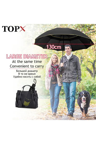 Choice 130cm Double Strong Wind Resistant Umbrella Rain Women Large Folding Non-automatic Umbrellas Men ...