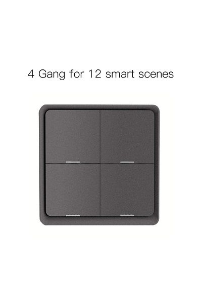 MOES 4 Gang Gray 4 Gang Tuya Zigbee Wireless 12 Scene Switch Push Button Controller يعمل بالبطارية