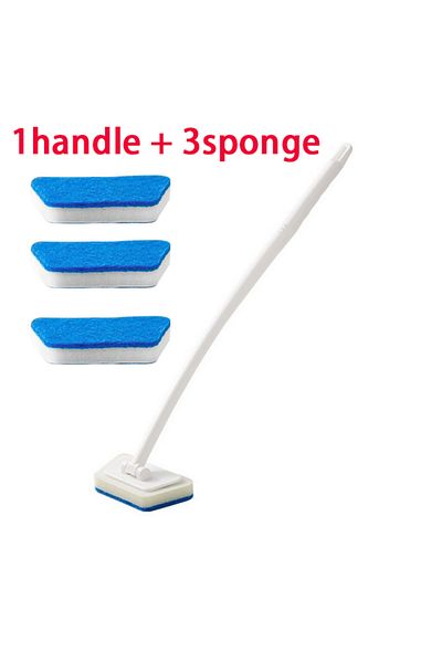 Choice 1handle 3sponges Bathroom Sponge Cleaning Brush Multi-functional Tool Long Handle Removable Househol