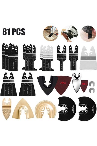 XMSJ Package Content 81pcs Quick Change Oscillating Multi Tool Saw Blade For Fein Black&decker Bosch Chic