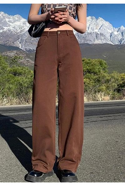 jsshop collection Широки дънкови панталони Palazzo със супер висока талия от ликра от 90-те