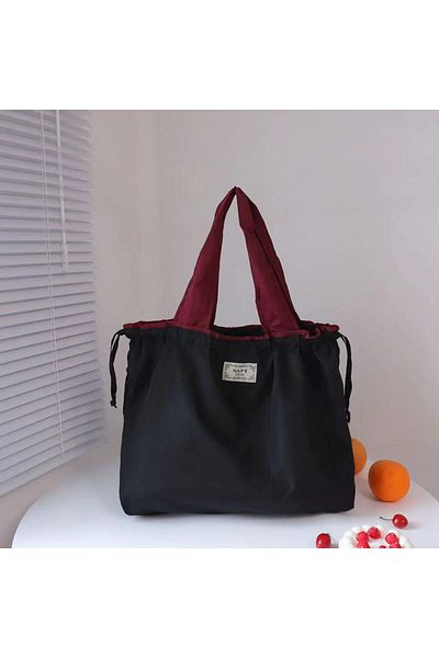 Choice Black 1pc Environmentally Friendly Shopping Bag, Foldable One Shoulder Carrying Bag, Portable Superm