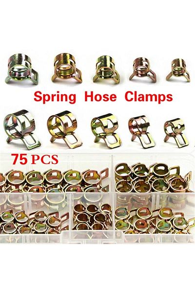 YISEONG 75pcs 6mm/7mm/8mm/9mm/10mm For Choose Fuel Spring Clip Vacuum Silicon Hose Clamp Autos Spring Cli...