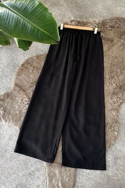 Poliyance Rose Black Palazzo Trousers