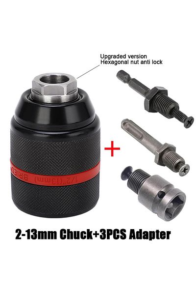 LIXIU Chuck And Shank Set New 13mm Threaded Keyless Metal Drill Chuck, Hex Shank/sds/square Quick Grip Ada