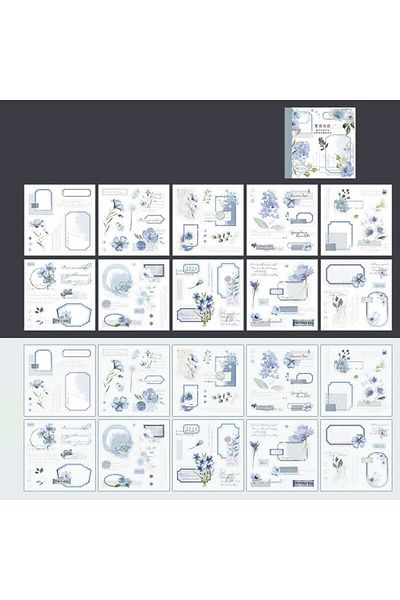 Choice S20657-2 4style 20pcs/book Ins Floral Sticker Book Four Seasons Theme Cutting Scrapbook Dual-materia