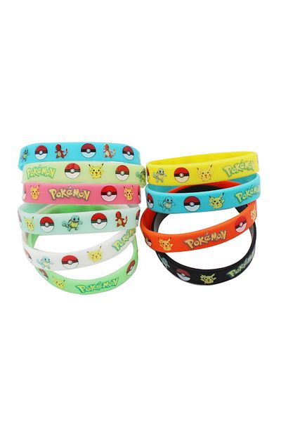 Choice 10pcs Pokemon Pet Elf Cute Pikachu Cartoon Pattern Silica Gel Wristband Bracelet Anime Pokemon Child