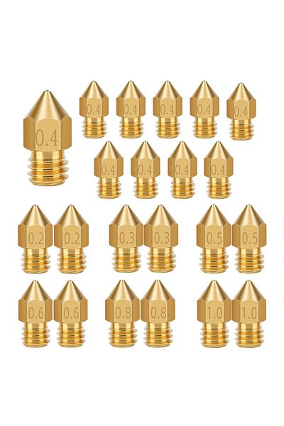 Choice 22PCS MK8 Extruder Nozzles 0.2mm 0.3mm 0.4mm 0.5mm 0.6mm 0.8mm 1.0mm for Makerbot Creality CR-10 ...