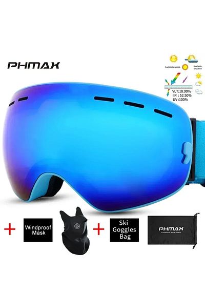 Choice Xj-0105 Phmax Ski/snowboard Goggles For Men Women, Otg Snow Goggles Anti Fog Uv Protection Red Doubl