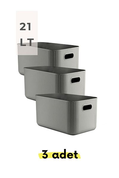 HOMİNG 21Lt Homing 3 Pieces Gray Organizer Box - Organizer
