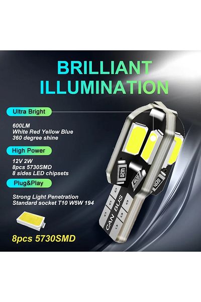Choice 10/20 قطعة W5W T10 LED لمبات Canbus 5730 8SMD 12 فولت 6000 كيلو 194 168 LED خريطة السيارة أضواء القبة أضواء وقوف السيارات...