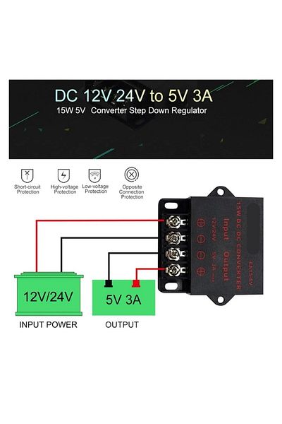 AOKIN 12v 24v To 5v 3a Dc Converter Voltage Reducer Regulator Step Down Buck Converter Power Supply Volt T