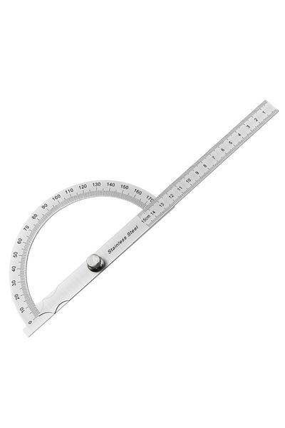 Realmote 15cm Stainless Steel 180 Degree Protractor Metal Angle Ruler Professional Meter Ruler Gauge Finder G