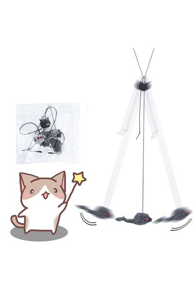 Choice Black Simulation Mouse Cat Toy Funny Self-hey Hanging Door Retractable Cat Stick Scratch Rope Mouse